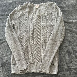 Mossimo Supply Co Gray Crew Neck Sweater with Cable Knit Design